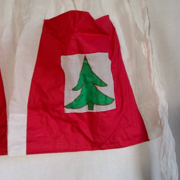 Kay Shannon Original Apron Vintage Christmas Tree White Red Sheer Tie Waist - Picture 3 of 11